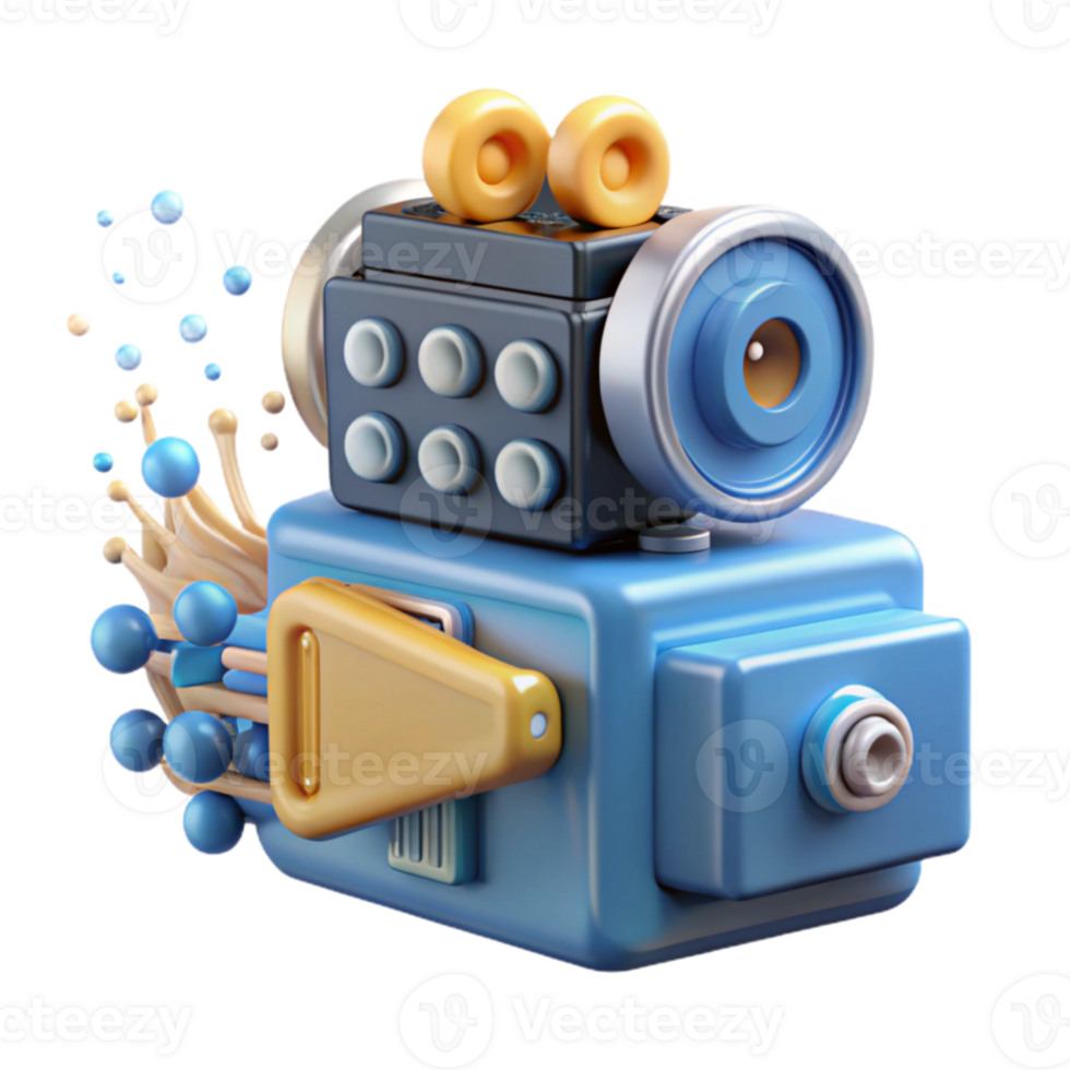 Whimsical 3D Render of a Retro Film Camera png