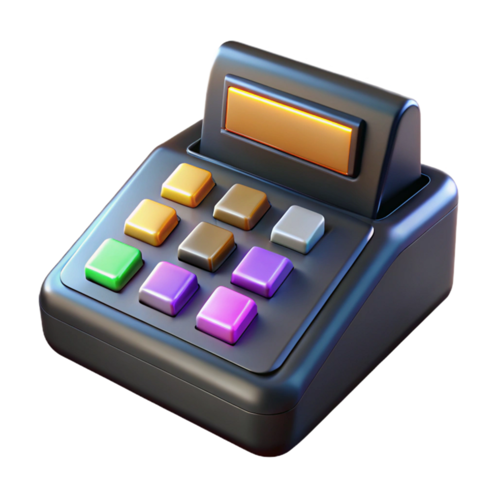 Colorful Calculator with Digital Display png
