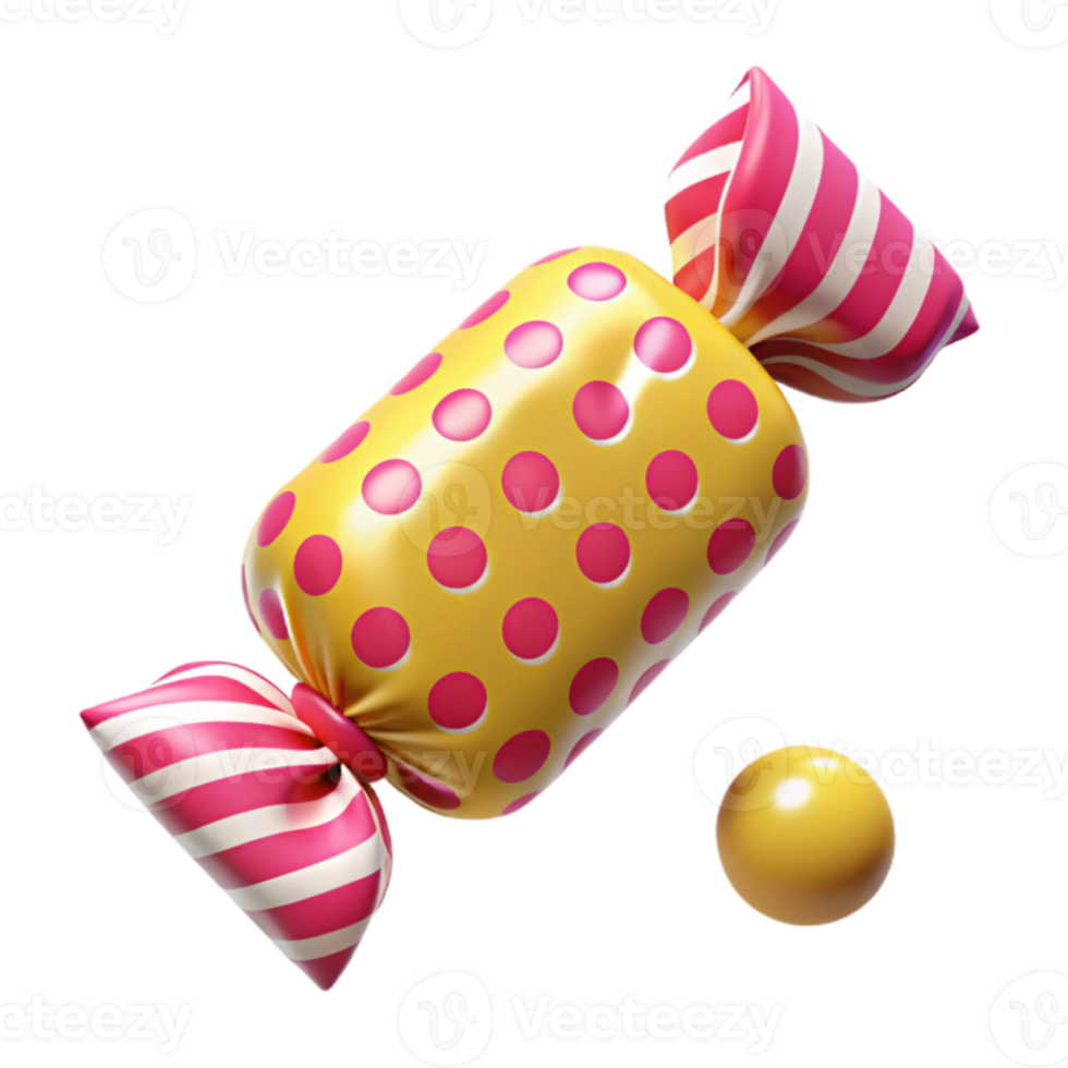 Polka Dot Candy Wrapper with Gumball png