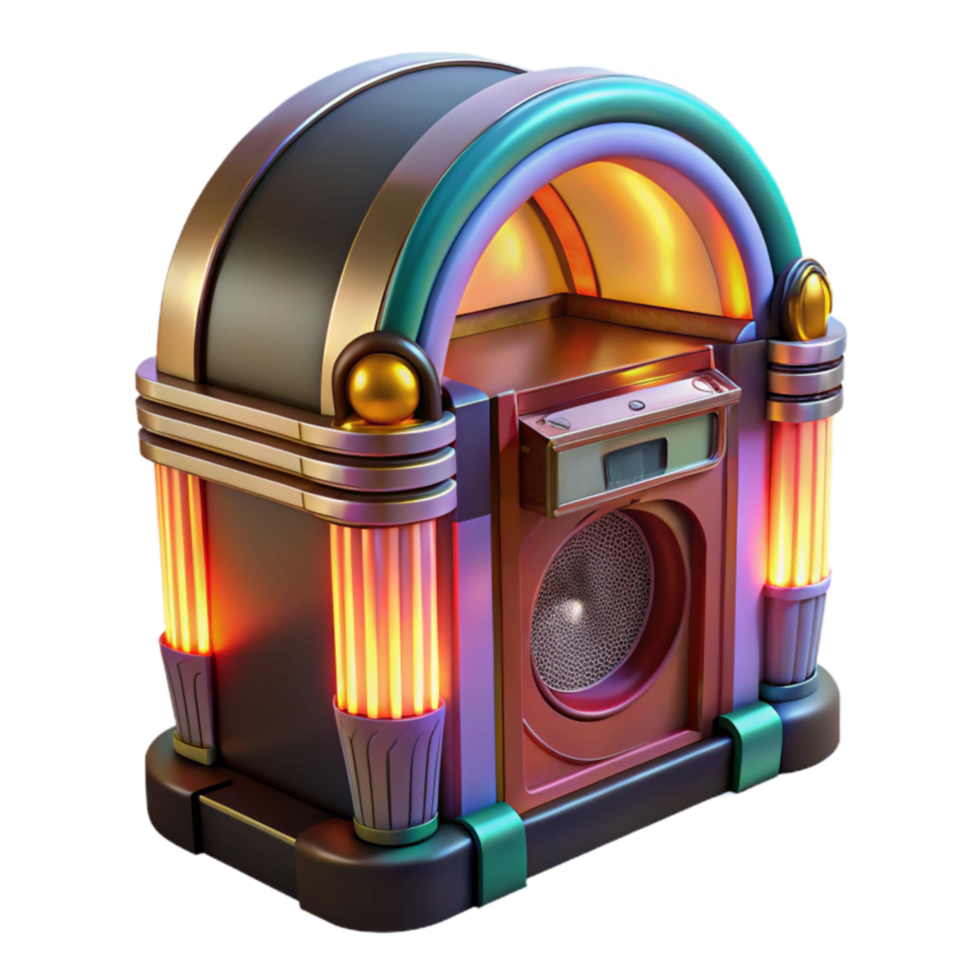 Retro Jukebox Vintage Music Player with Illuminated Columns png
