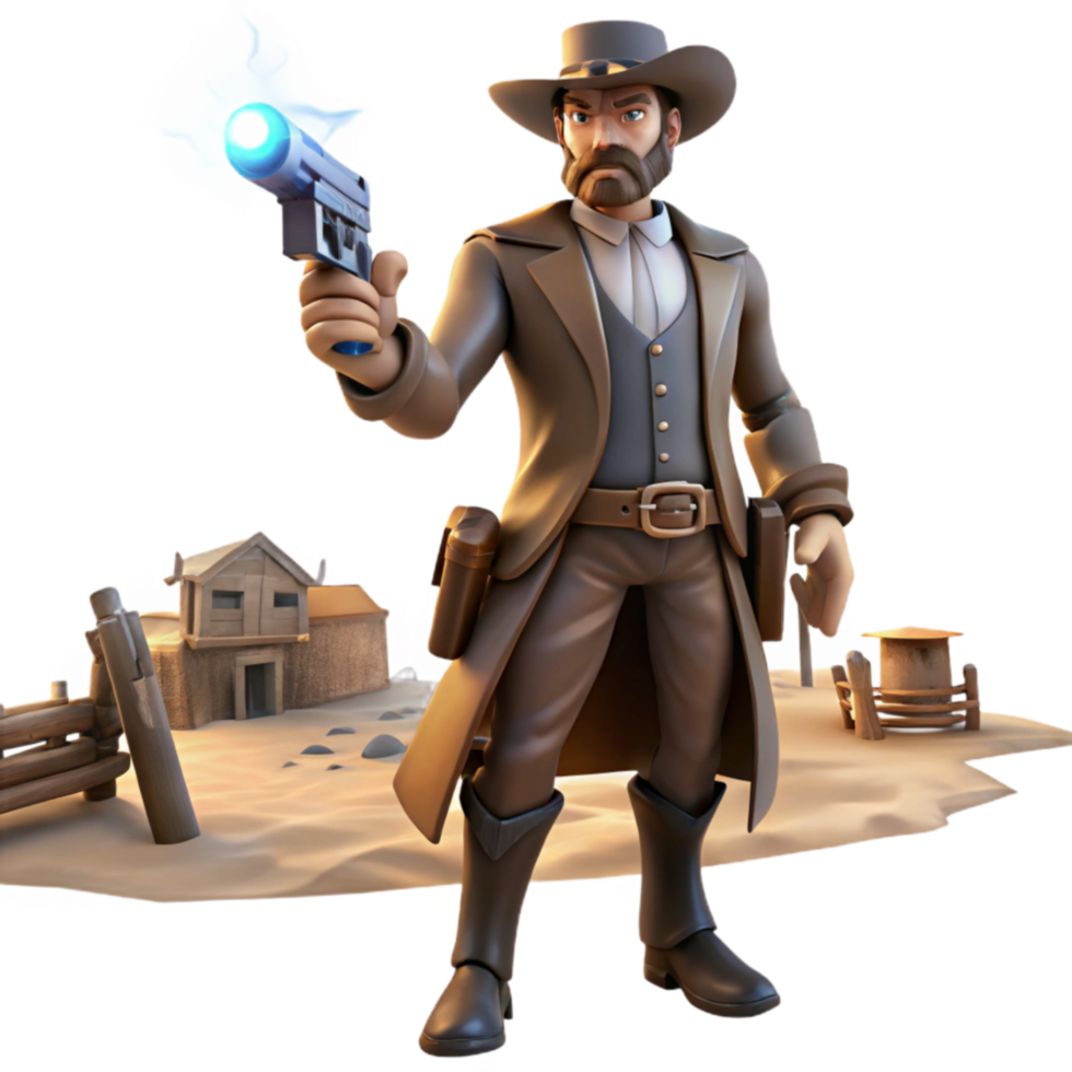 Wild West Gunslinger Desert Showdown png