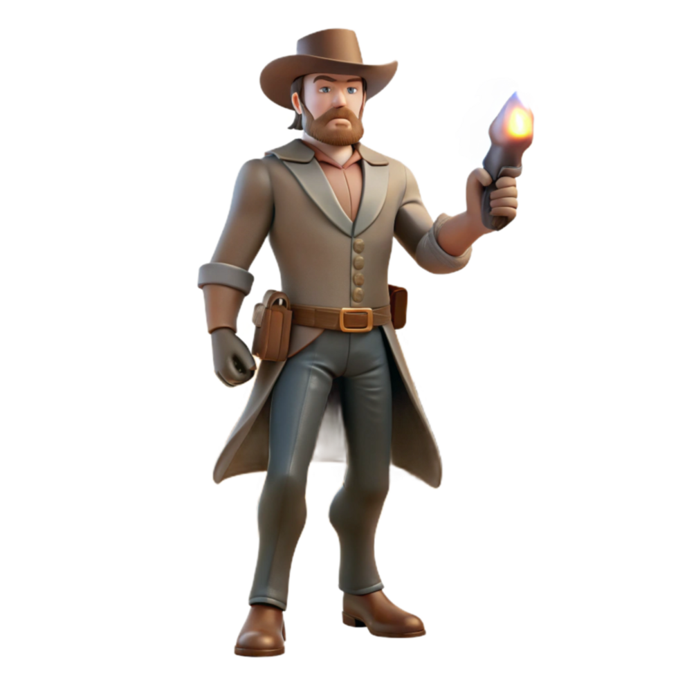 Wild West Gunslinger with Futuristic Weapon png