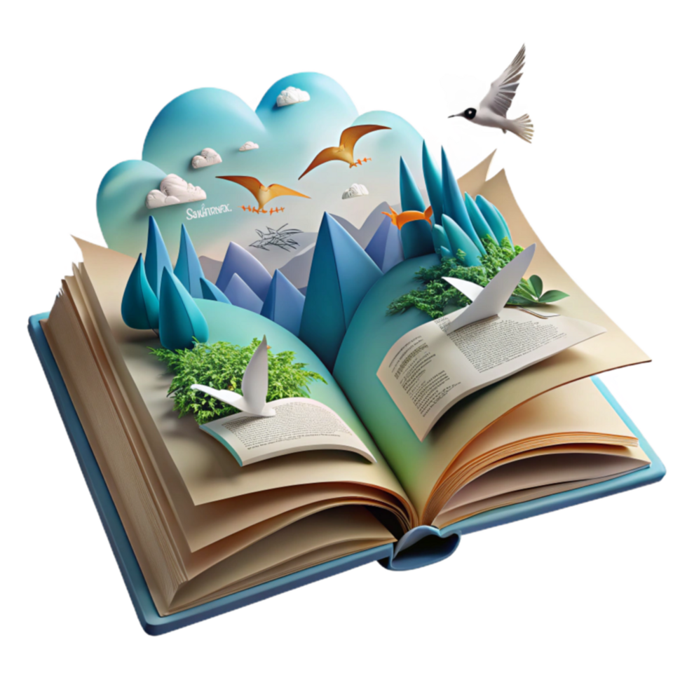 Pop-up Book Birds, Mountains, and Sky png