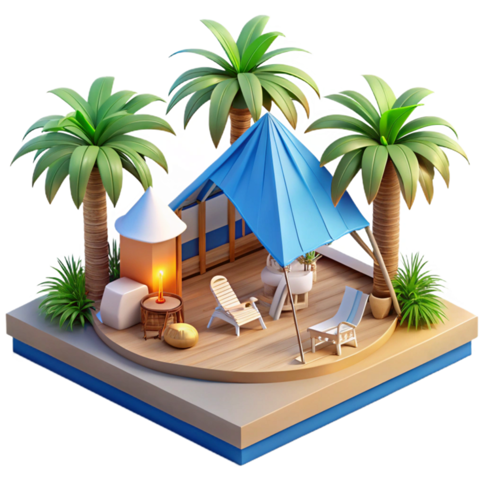Tropical Getaway Island Relaxation in a Beachfront Tent png