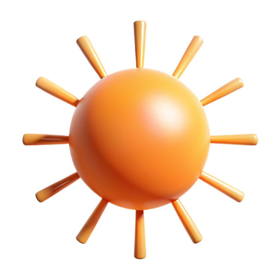 3D Orange Sun Icon Summer, Bright, Warm, Design Element png
