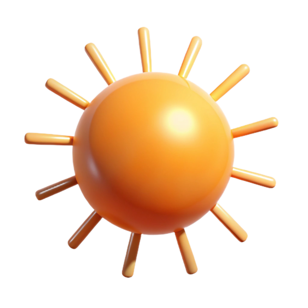 3D Sun Icon Summer, Bright, Orange, Design Element, Graphic, Illustration, Cartoon, Shiny, Sphere png