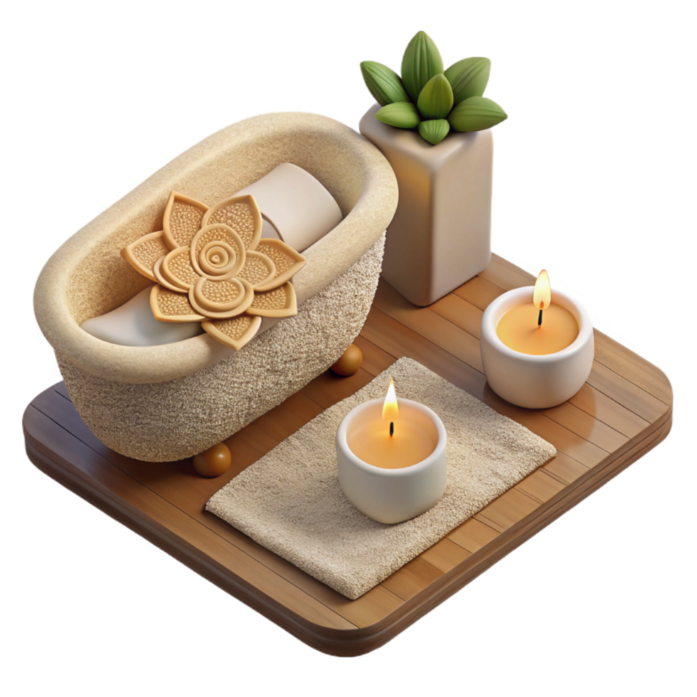 Spa Day Relaxation Candles, Bath, and Tranquility png