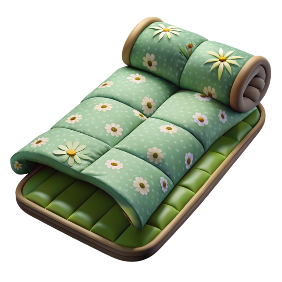 Floral Futon Comfortable Compact Green Mattress png