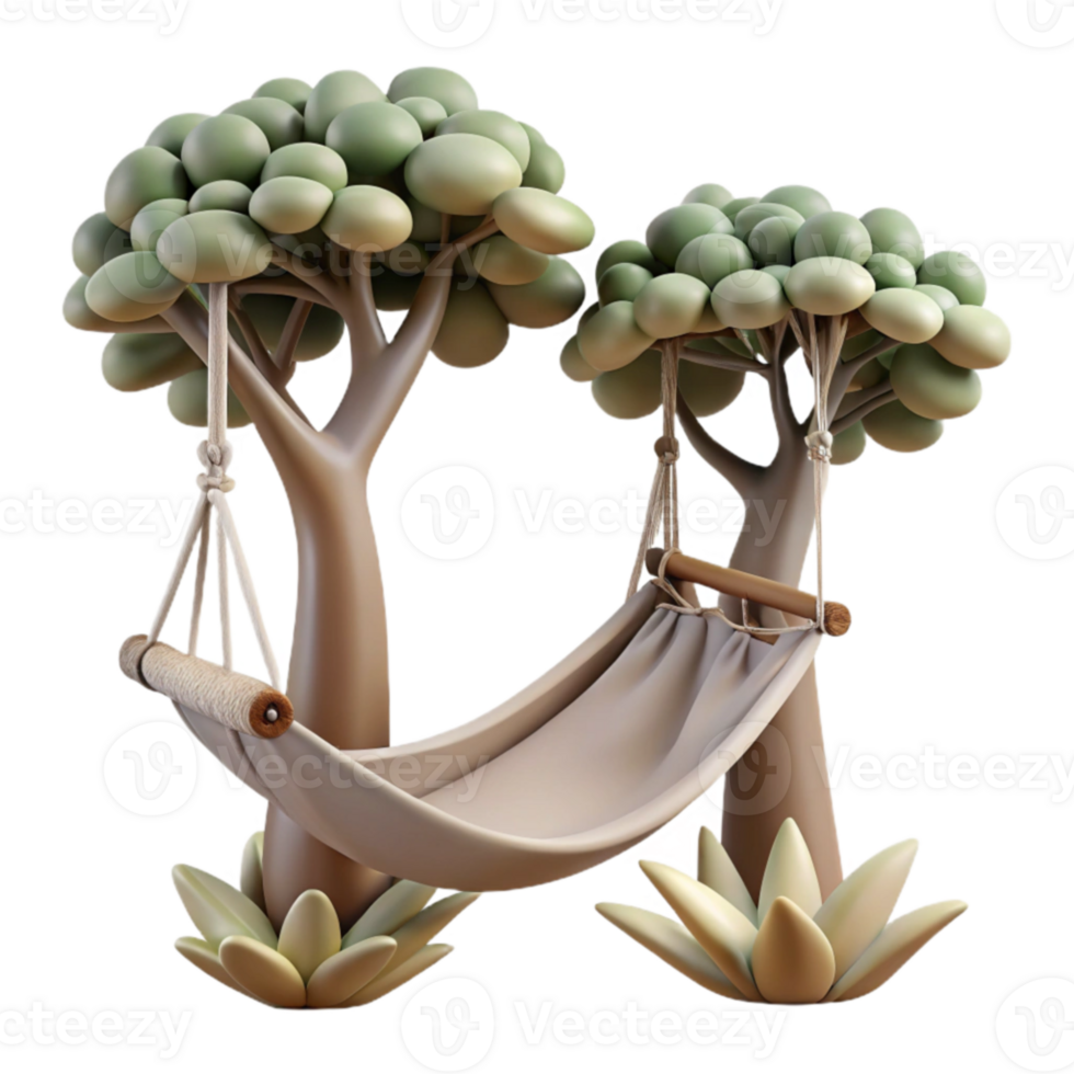 Relaxing Hammock Between Cartoon Trees png
