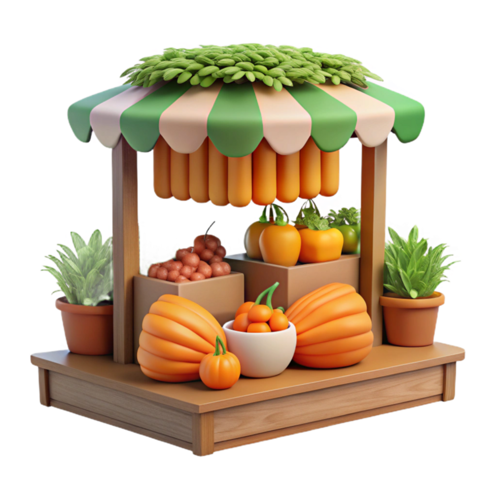 Autumn Harvest Market Stall Pumpkins, Carrots, and More png