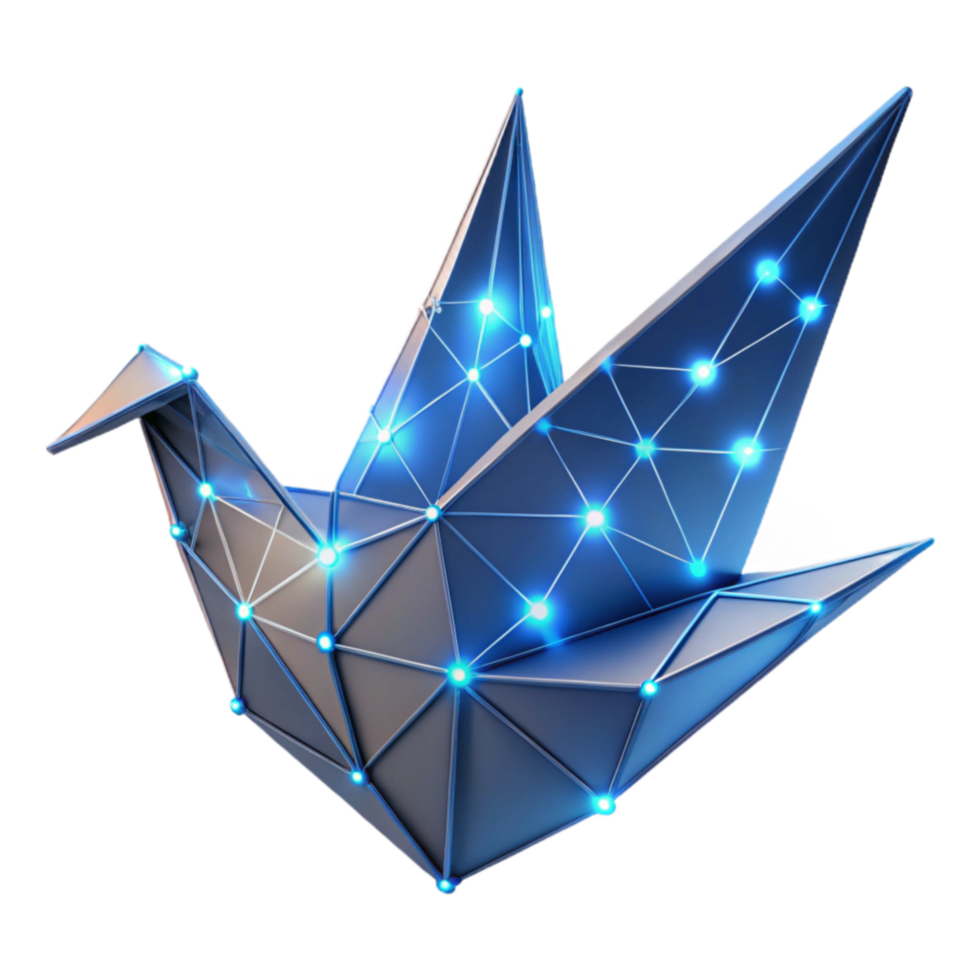 Luminous Origami Bird A Polygonal Network png