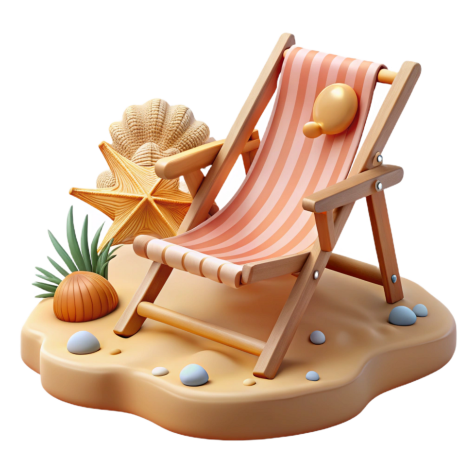 Beach Relaxation Seaside Lounger with Shells Starfish png