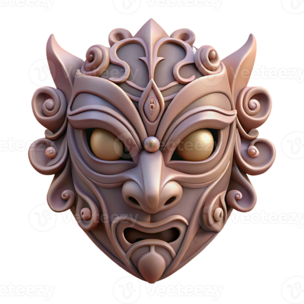 Ornate 3D Render of an Asian-Style Mask png