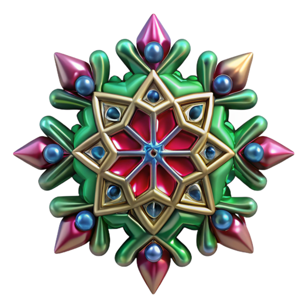 Ornate Jewel Snowflake 3D Render of Abstract Winter Design png