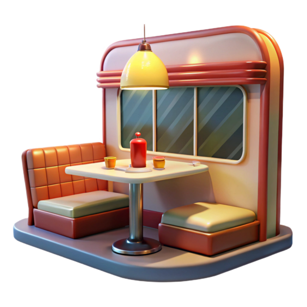 Retro Diner Booth Cozy Table Setting png