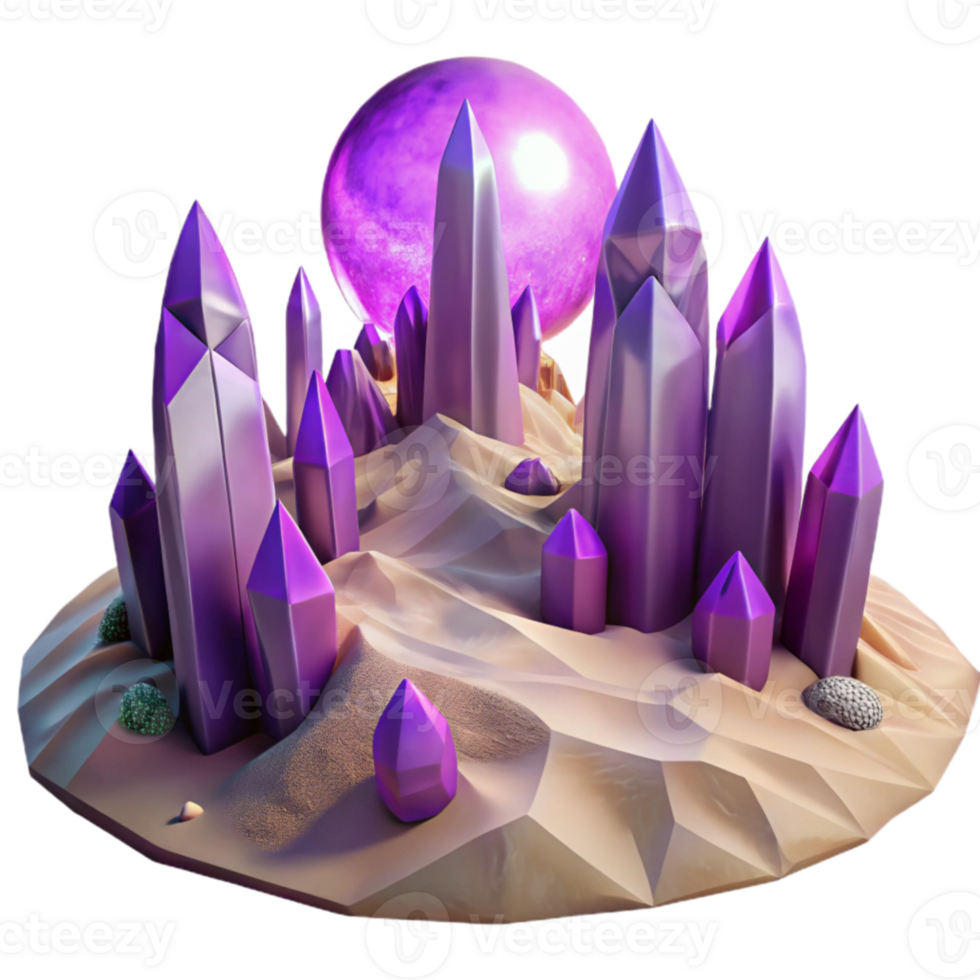 Purple Crystal Desert Landscape png