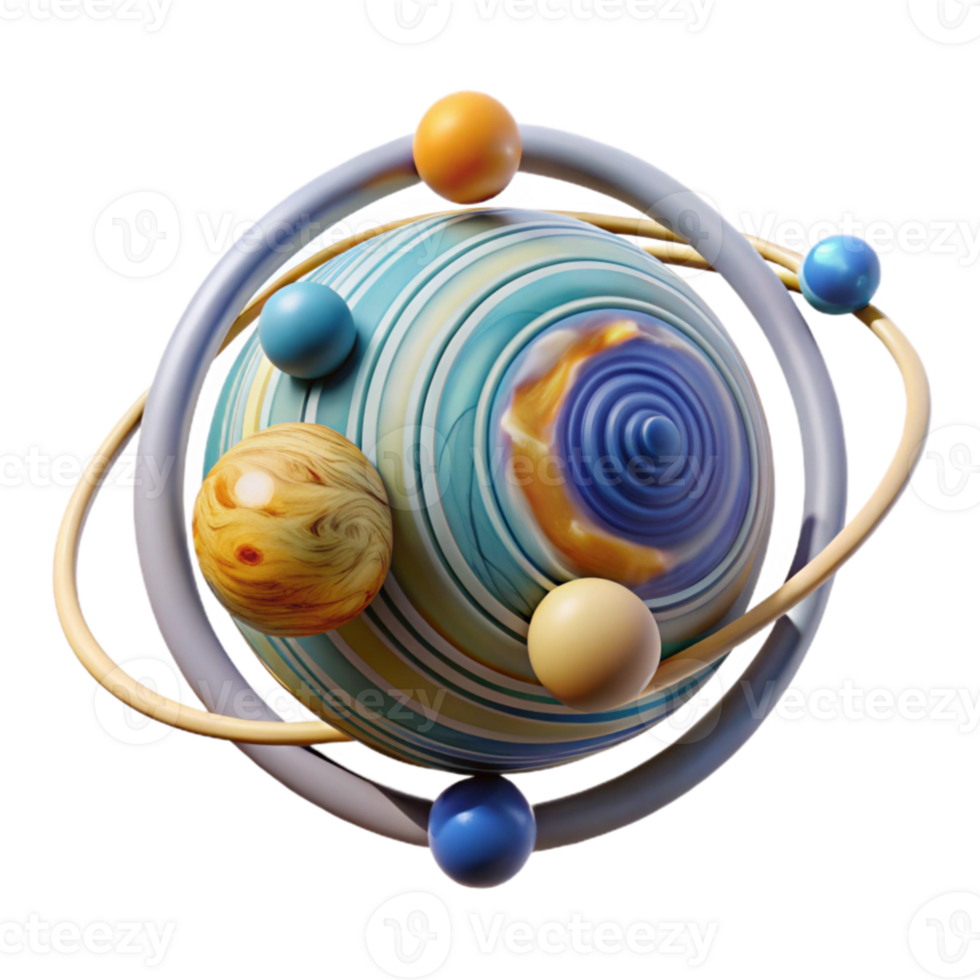 Abstract Planetary System Colorful Orbits and Spheres png