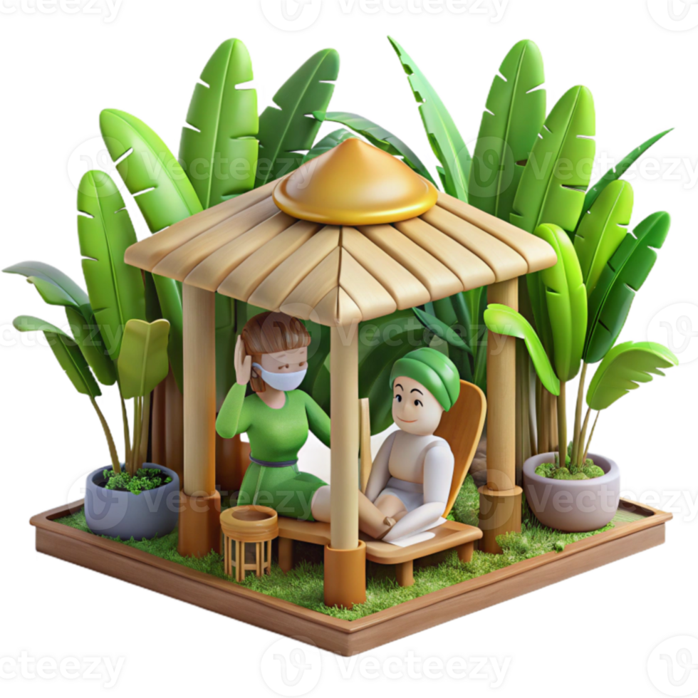 Relaxing Tropical Getaway 3D Render of Tranquil Spa Scene png