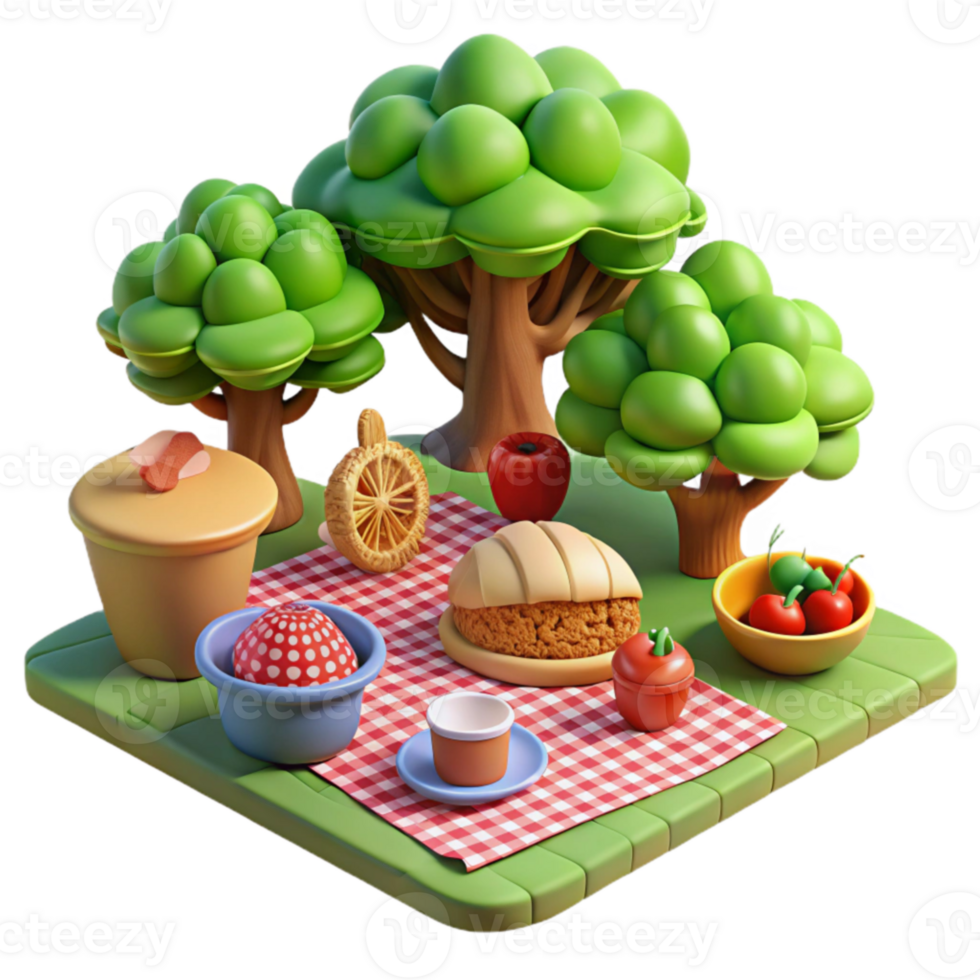 Cartoon Picnic Scene Fun Outdoors png