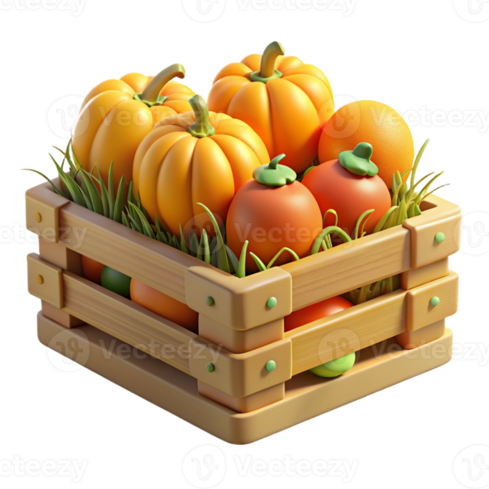 Autumn Harvest Crate Pumpkins, Oranges, and More png