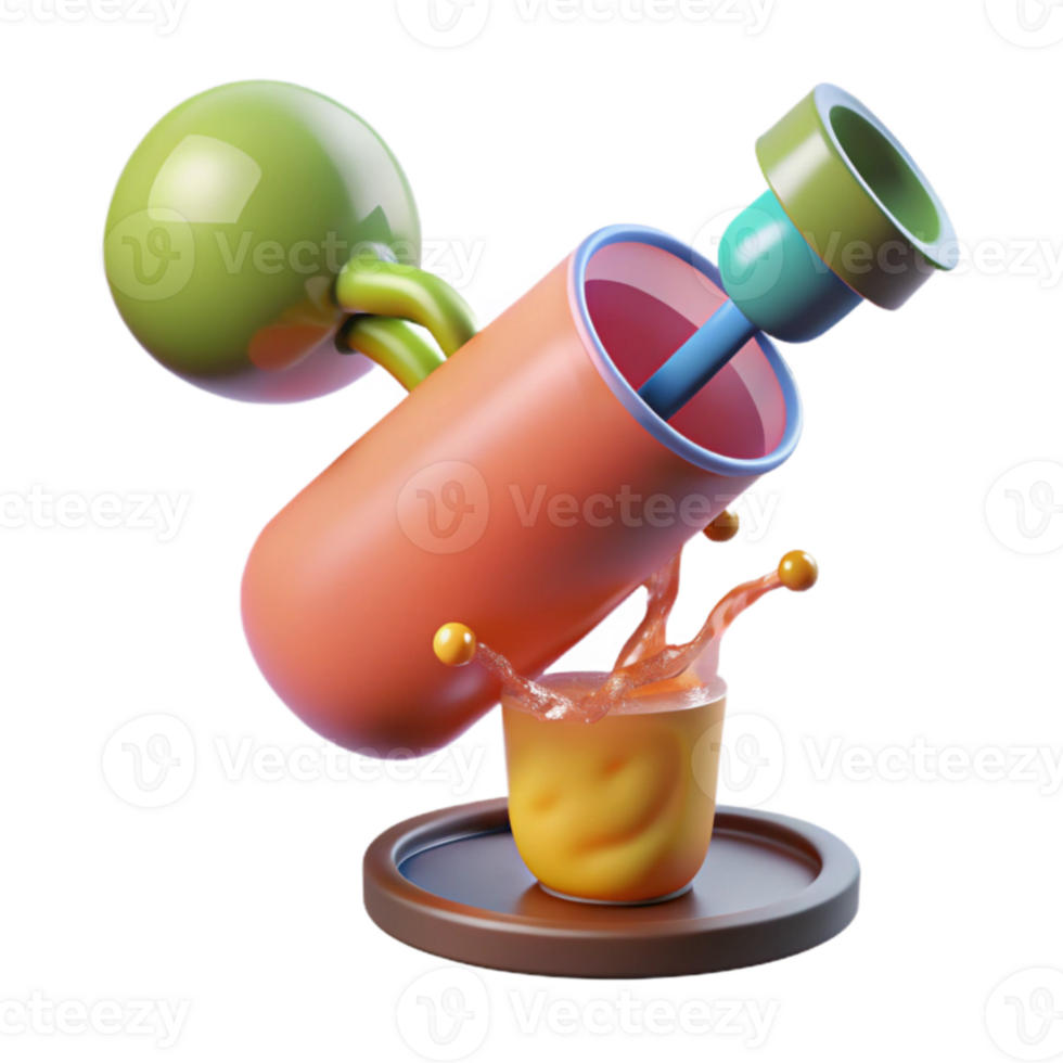 Abstract Juice Pour 3D Render of Colorful Beverage png