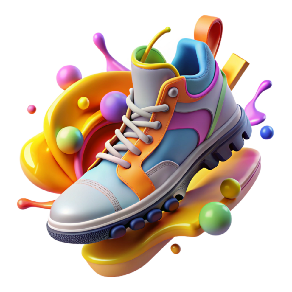 Colorful Chunky Sneaker Design Abstract 3D Shoe Art png