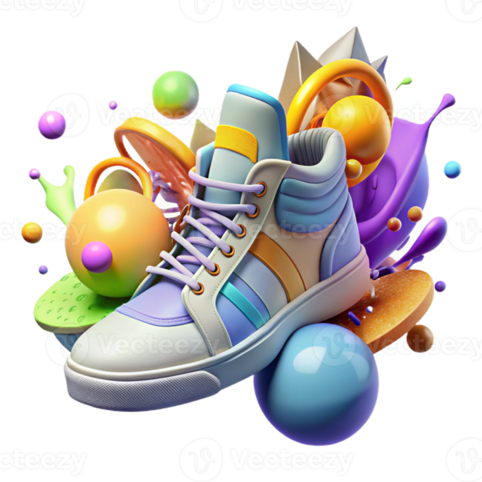 Colorful Sneaker in Abstract 3D Scene png