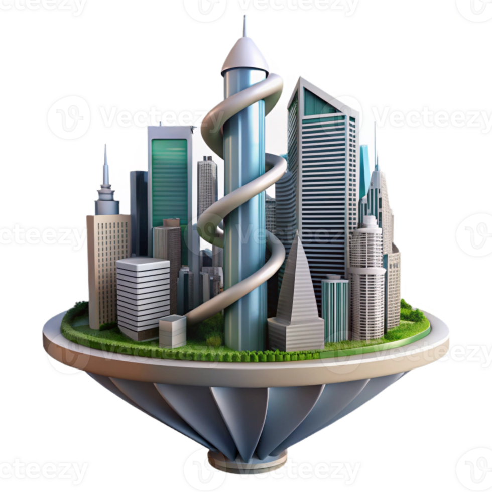 Spiral City A Futuristic Urban Landscape png