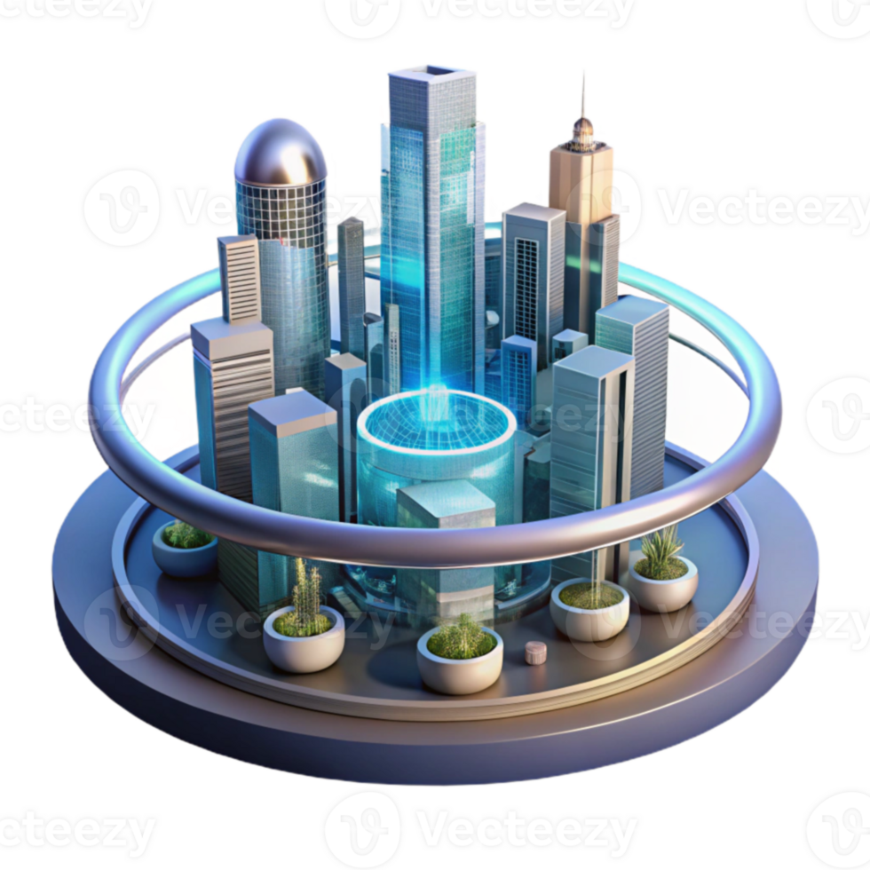 Smart City Ecosystem Futuristic Urban Design and Technology png