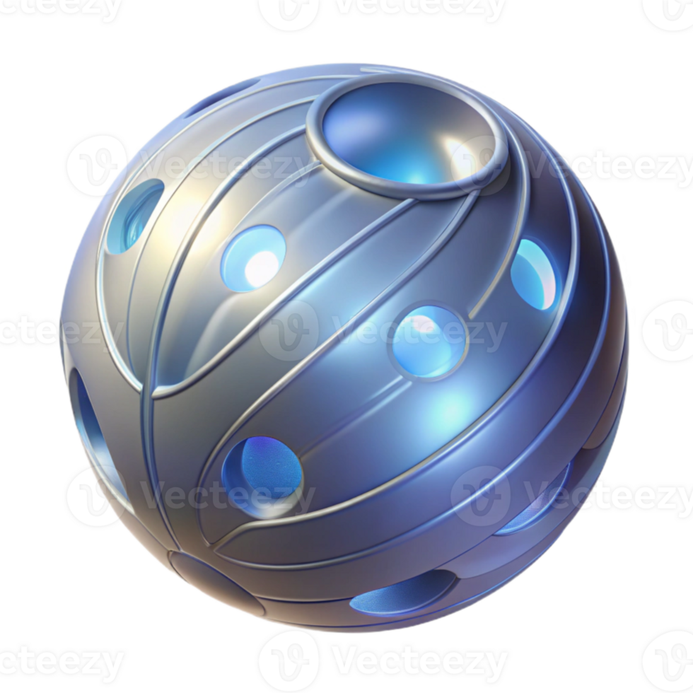 Futuristic Sphere Glowing Orb with Metallic Texture png