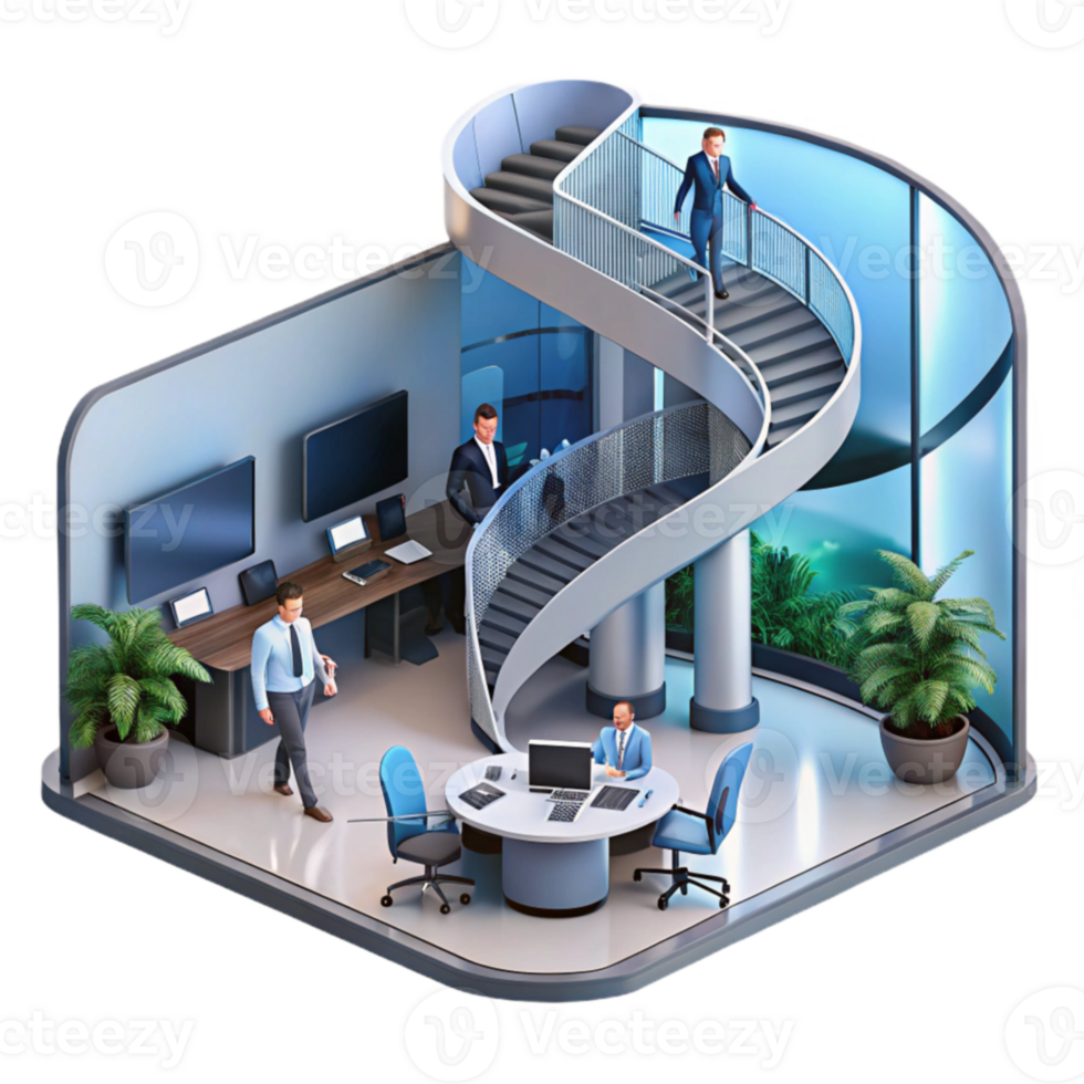 Modern Office Design Spiral Staircase, Workspace Efficiency png