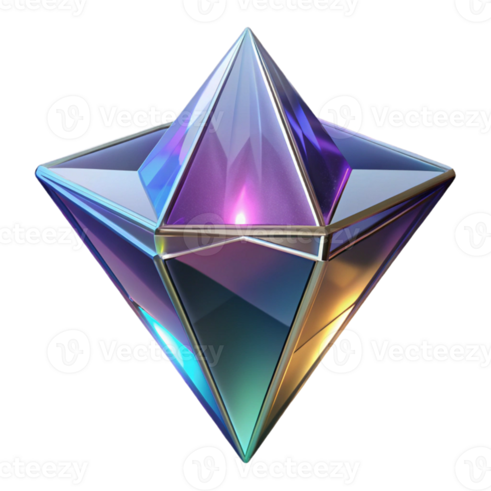 Iridescent Gem A 3D Model of a Multifaceted Crystal png