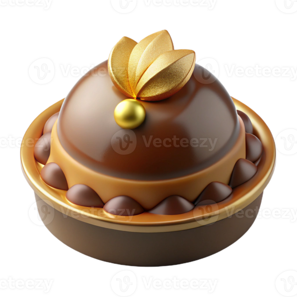 Elegant Chocolate Dessert with Gold Accents png