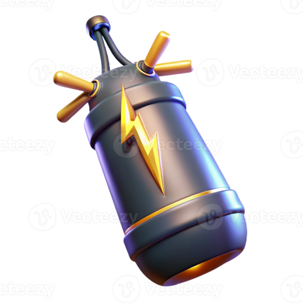 Energy Cell 3D Render of Futuristic Power Source png
