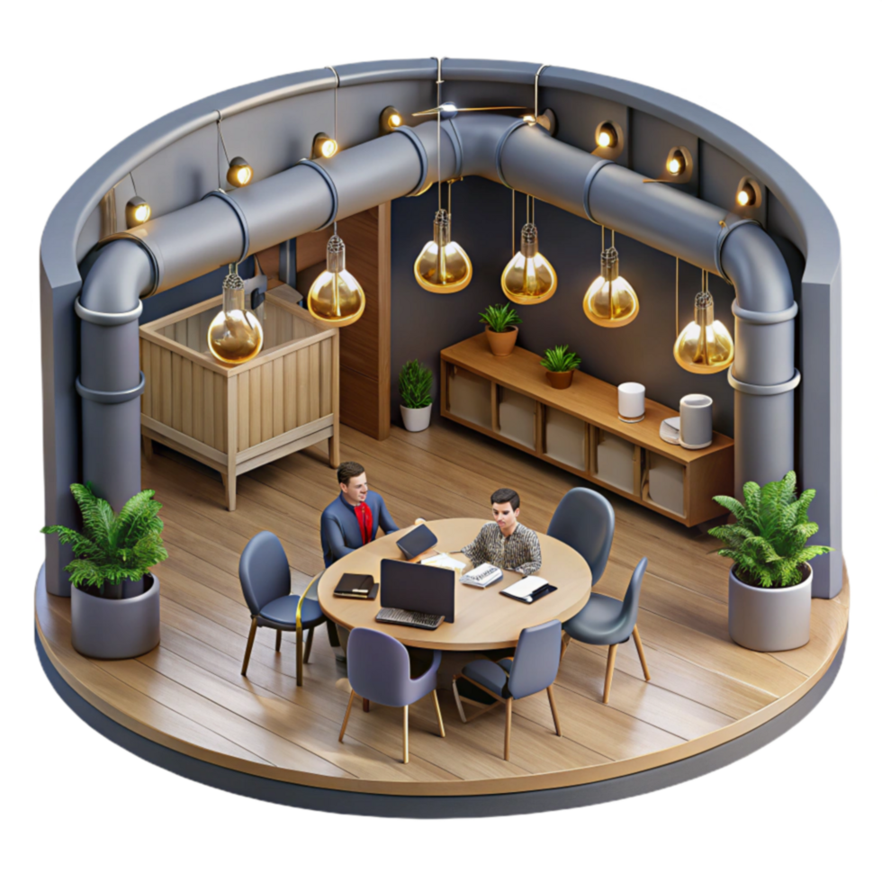 Modern Industrial Office Design Meeting Room with Nursery png