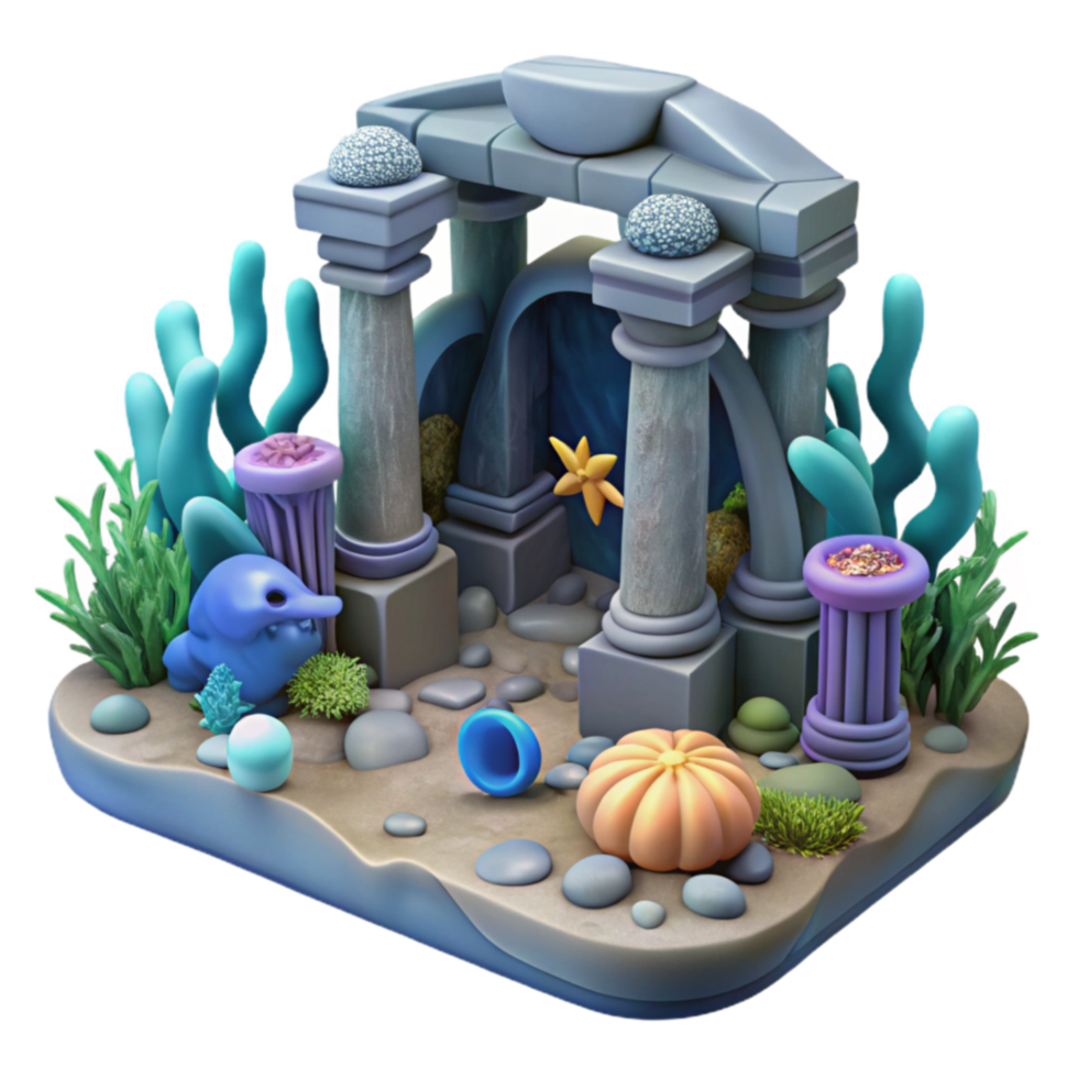 Undersea Ruins 3D Render of an Ancient Ocean Gateway png
