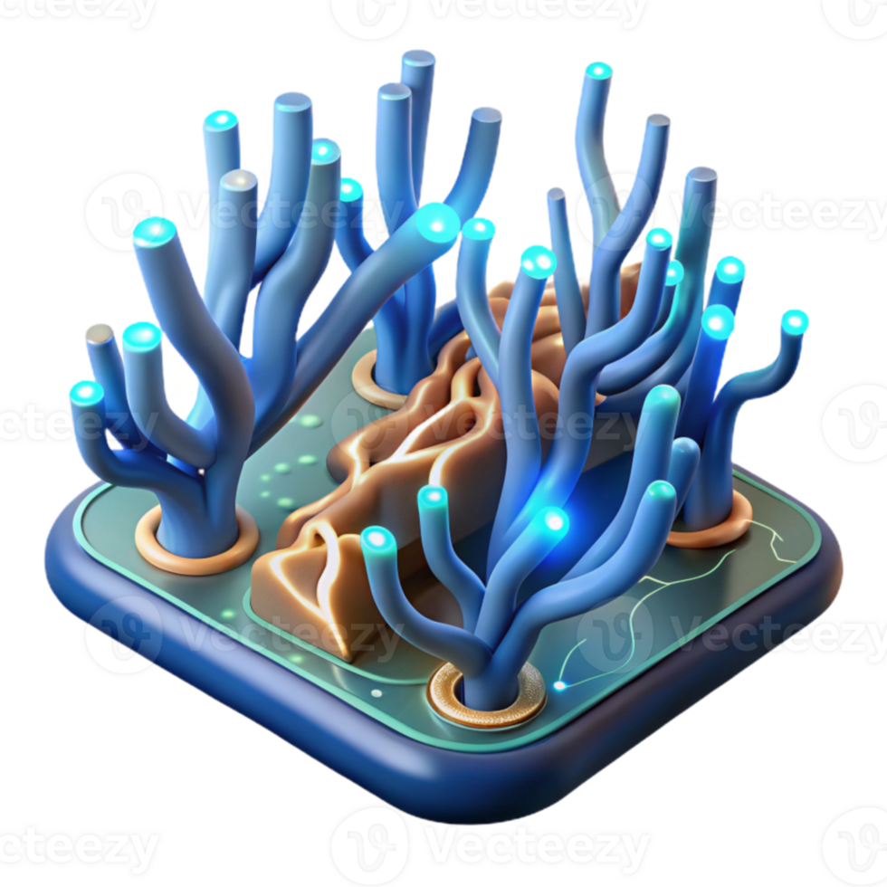 Cellular Structures 3D Model of Microscopic Organelles png