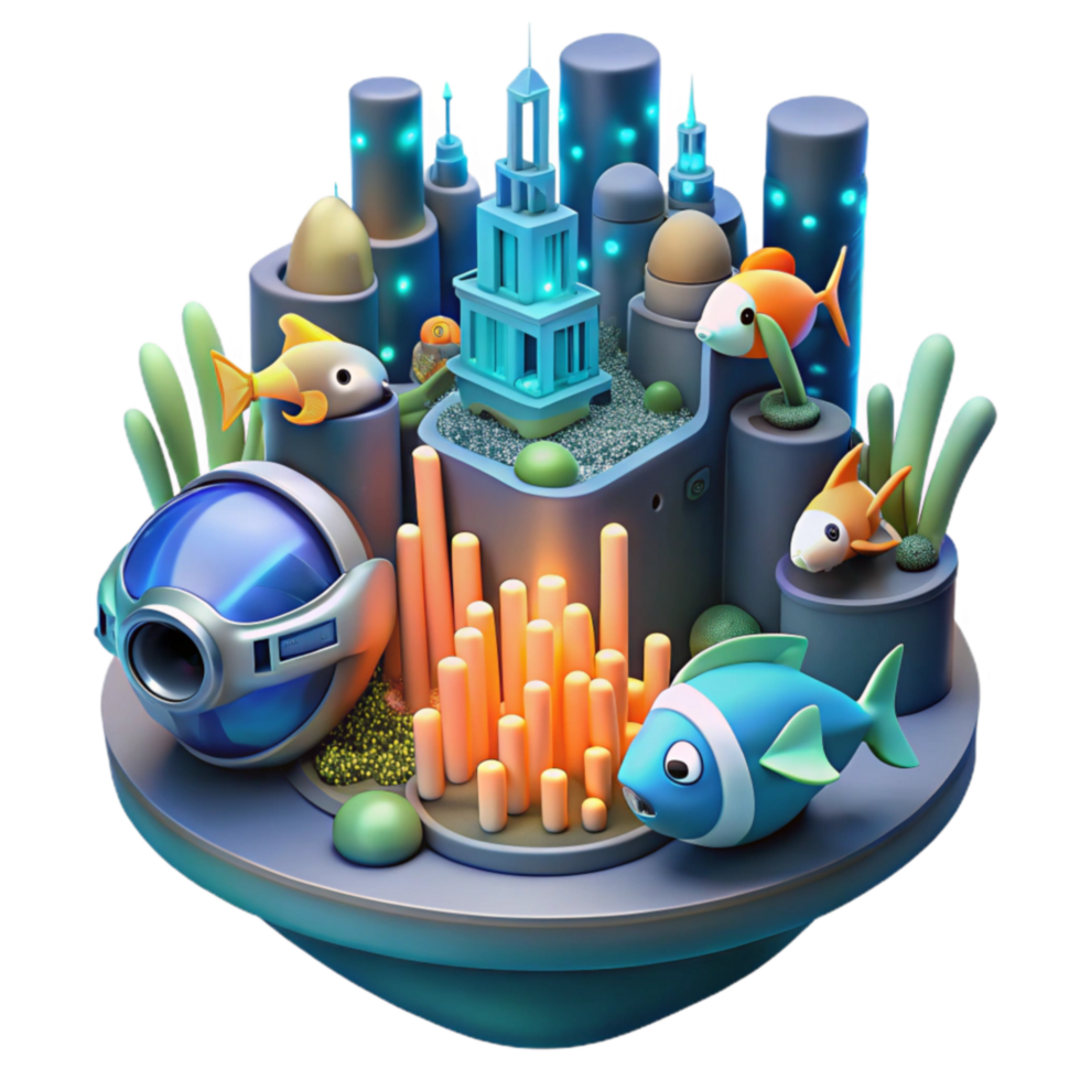 Undersea Cityscape 3D Render of Aquatic Metropolis png