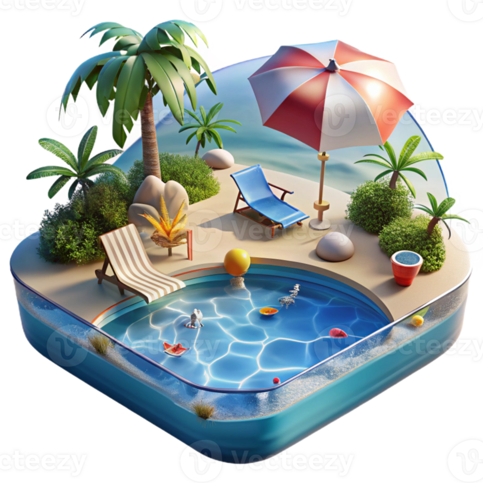 Island Paradise Poolside Relaxation Escape png
