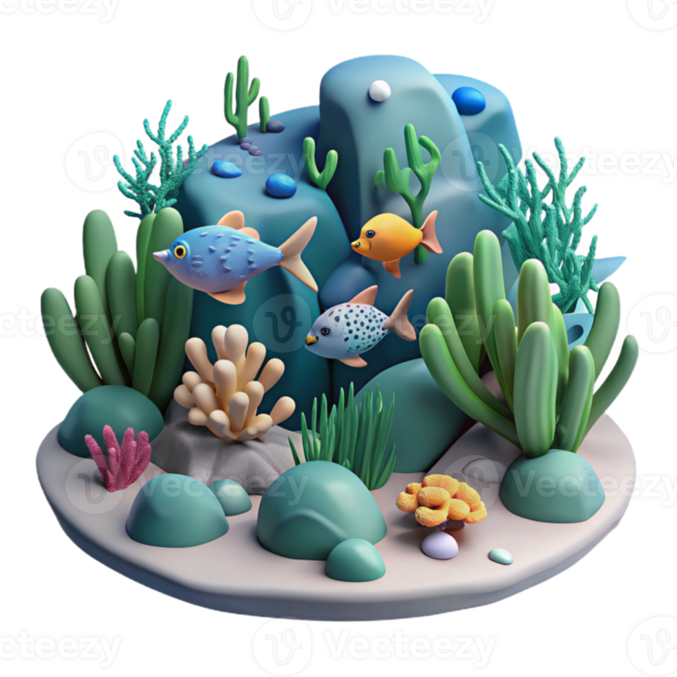 Undersea World 3D Animated Reef Scene png