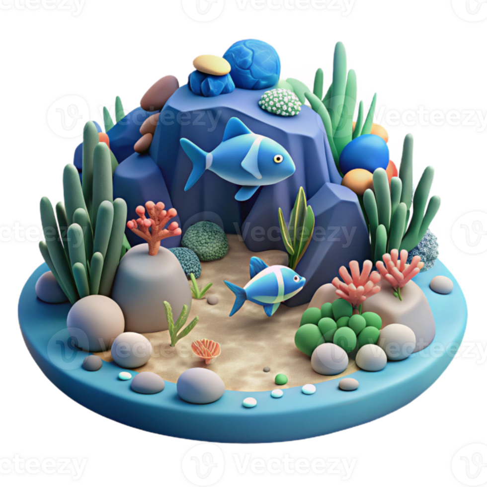Undersea World 3D Render of Ocean Life png