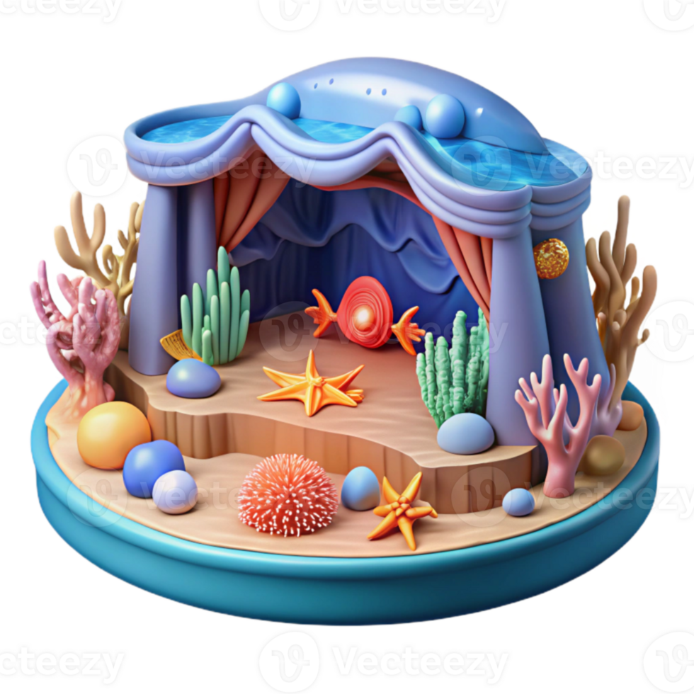 Undersea Stage 3D Render of Ocean Scene png