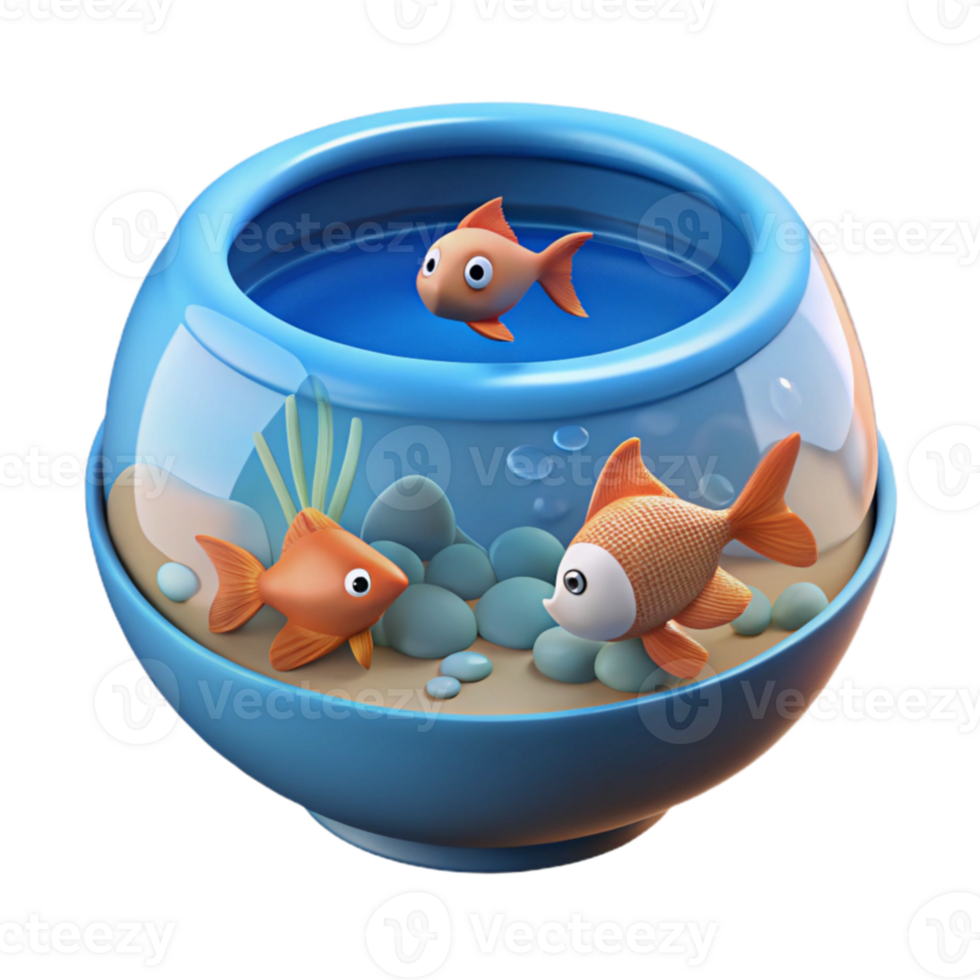 Three Goldfish in a Round Fishbowl png