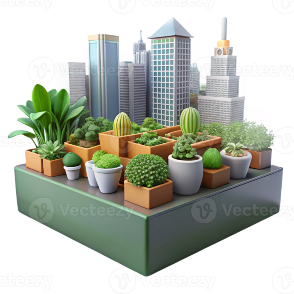 Urban Rooftop Garden Greening Cityscapes png