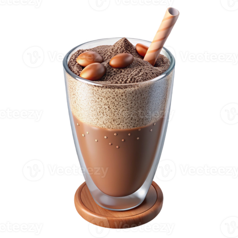 Chocolate Malt Drink with Cocoa Powder and Candy Topping png