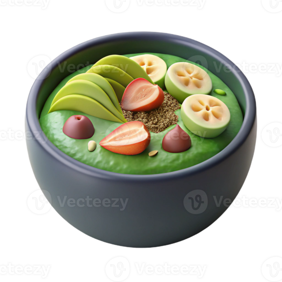Delicious Green Smoothie Bowl with Avocado, Banana, and Strawberry png