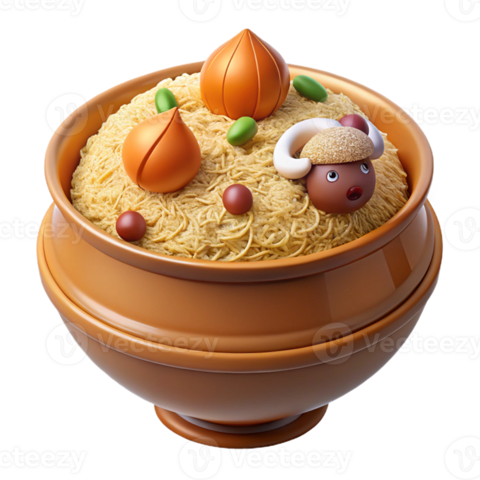 Festive Noodles in Clay Pot Culinary Delight png