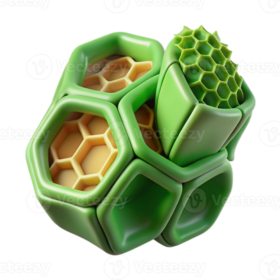 Abstract Hexagonal Cellular Structure 3D Render png