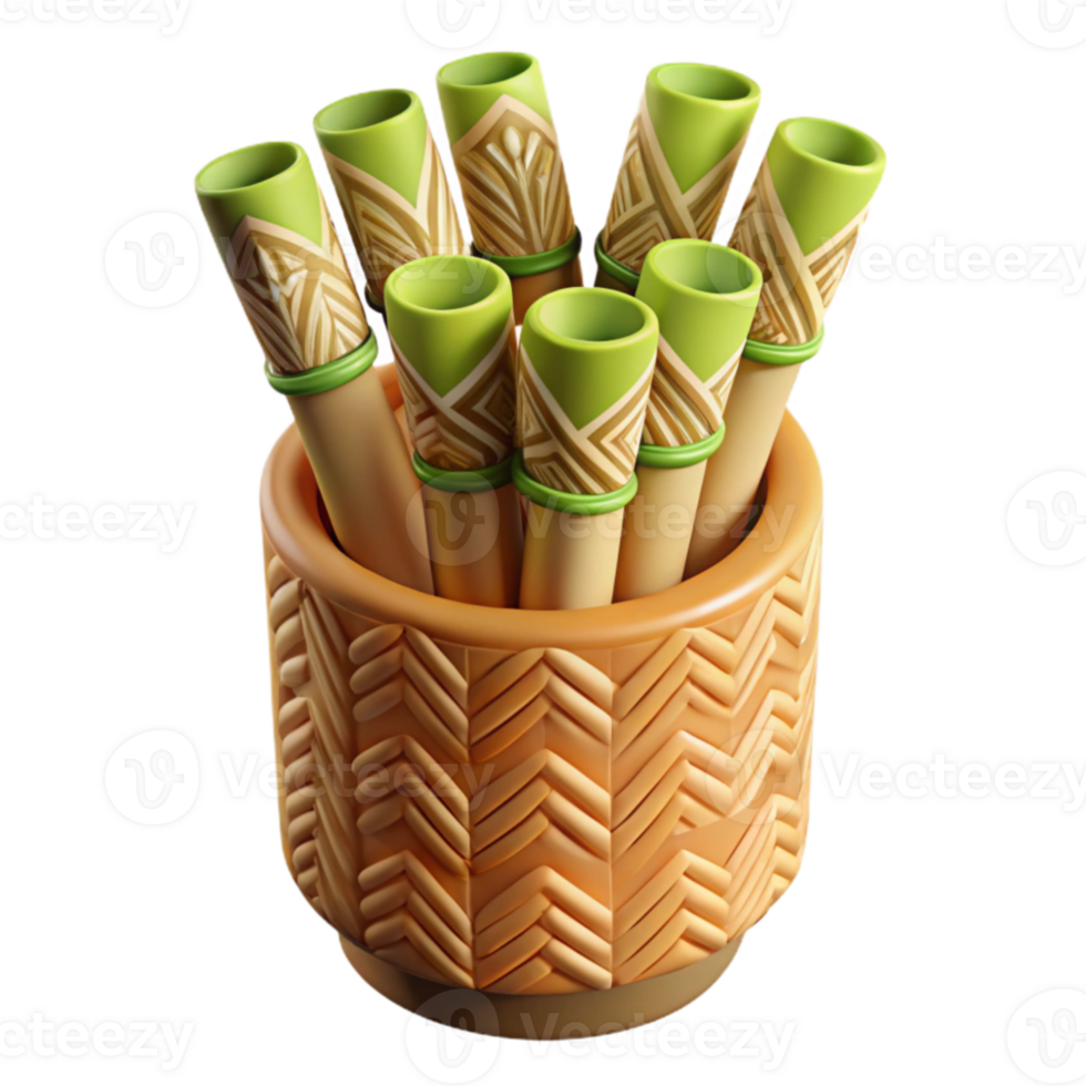 Decorative Tubes in Woven Holder png