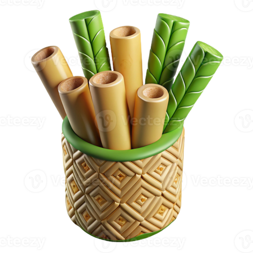 Bamboo Tubes in Woven Container png
